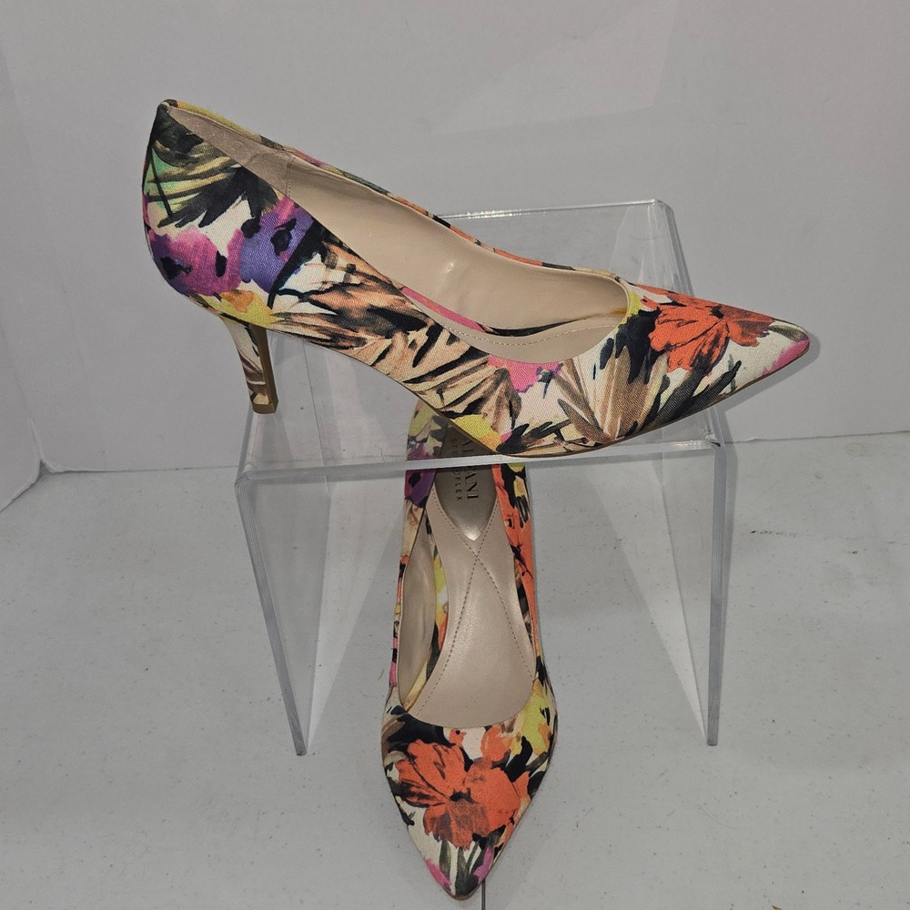 Alfani Step N Flex Womens 10.5M Floral Pointed Toe Pumps Multi Color Heels AC944